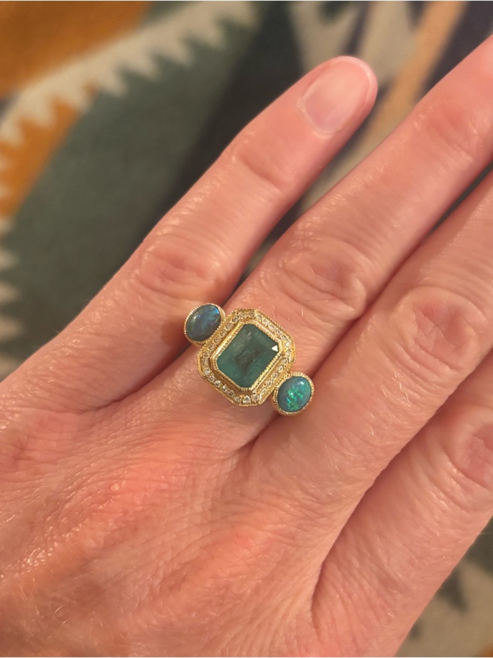 Stunning Emerald & Opal one of a kind statement ring